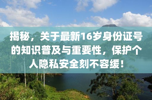 揭秘，關(guān)于最新16歲身份證號(hào)的知識(shí)普及與重要性，保護(hù)個(gè)人隱私安全刻不容緩！