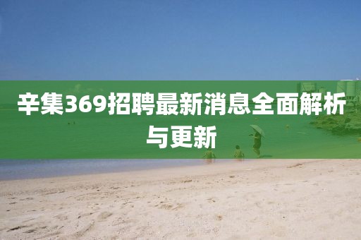 辛集369招聘最新消息全面解析與更新